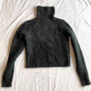 Derek Heart Turtleneck Cropped Hairy Sweater